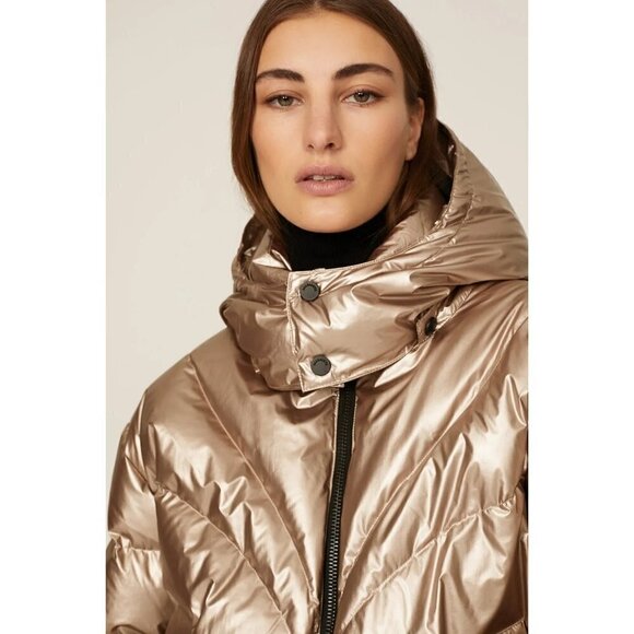 AllSaints Mika Metallic Puffer Gold Womens Size 4 - Picture 4 of 12